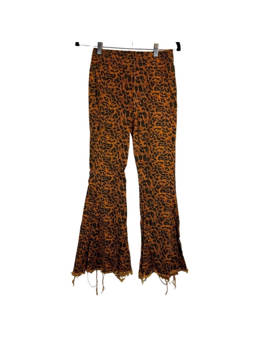 Turquoise Haven high rise distressed wide leg leopard print jeggings